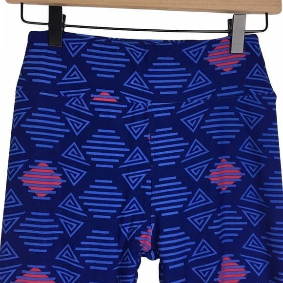 LULAROE Leggings OS One Size Abstract Print Stripe Southwestern Aztec Boho Blue - Picture 3 of 10
